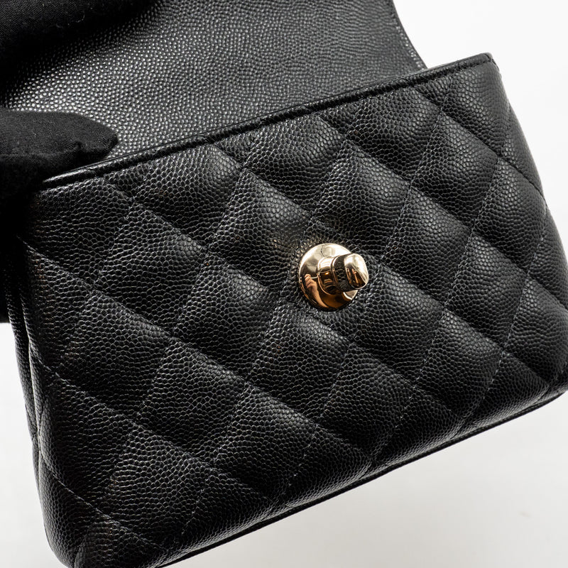 Chanel Coco Handle Mini Clutch with Chain Caviar Black LGHW (Microchip)