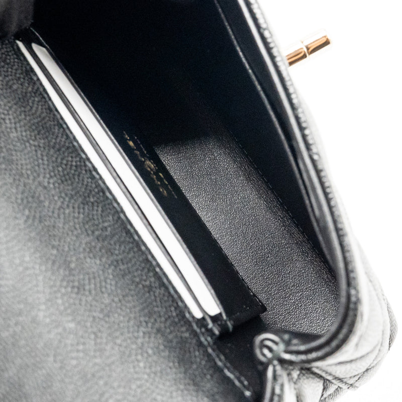 Chanel Coco Handle Mini Clutch with Chain Caviar Black LGHW (Microchip)
