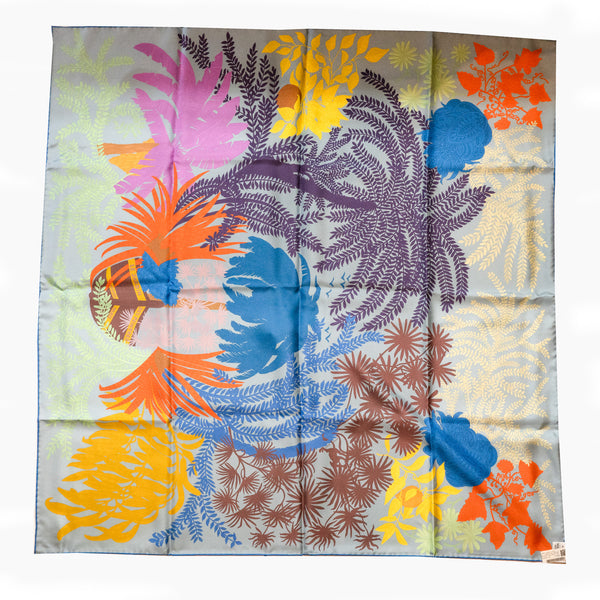 Hermes 90cm Silk Scarf Double Face Le Jardin Des Peintr Bleu Pale/Blue Jea