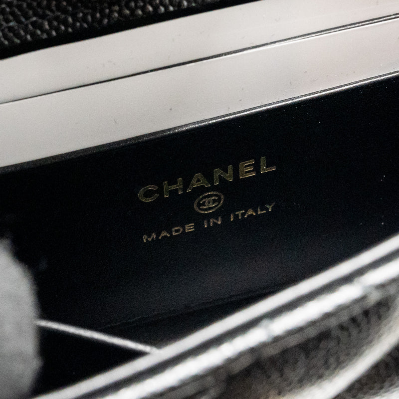 Chanel Coco Handle Mini Clutch with Chain Caviar Black LGHW (Microchip)