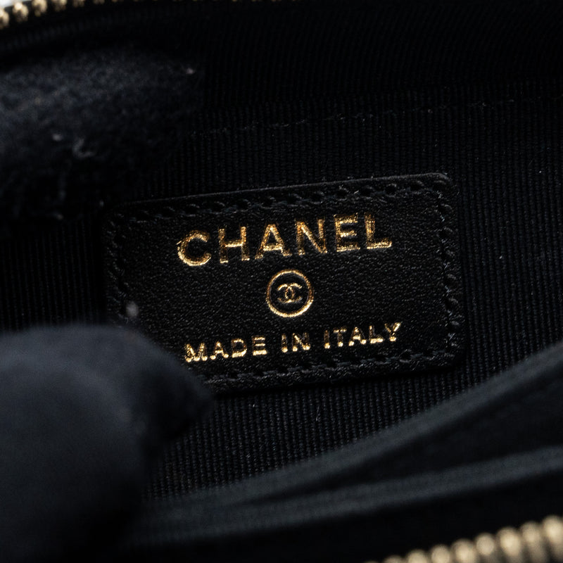 Chanel boy zipper card holder with chain caviar black LGHW