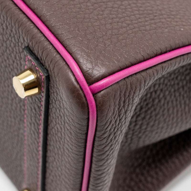 Hermes Birkin 25 Togo Chocolate / Rose Pourpre Brushed GHW Stamp D