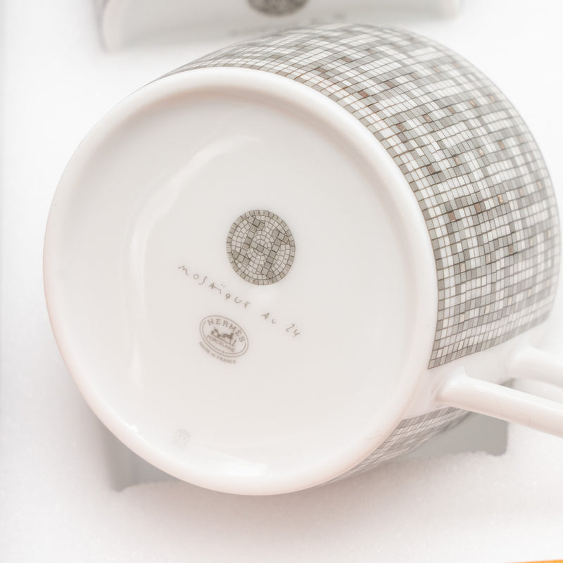 Hermes Mosaique AU 24 Platinum Tea Cup and Saucer (Sell in A Set)