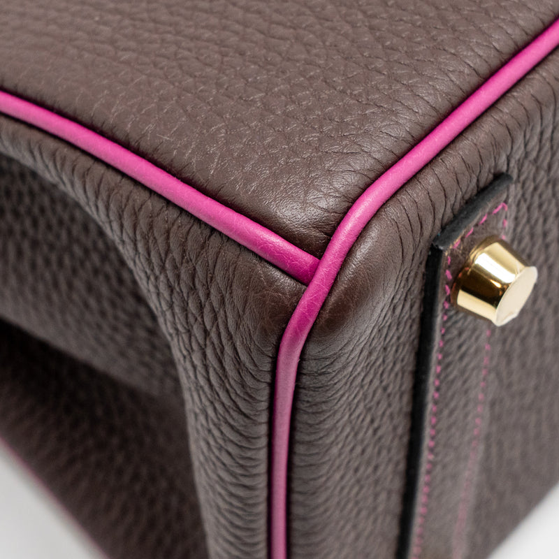 Hermes Birkin 25 Togo Chocolate / Rose Pourpre Brushed GHW Stamp D