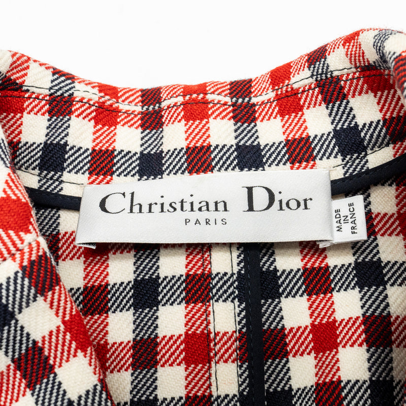 Dior size 34 Plaid Patterns jacket virgin wool Red/multicolour