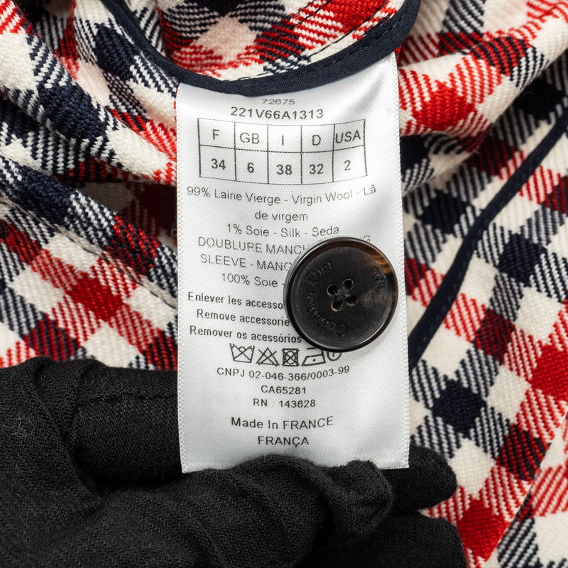 Dior size 34 Plaid Patterns jacket virgin wool red/ multicolour