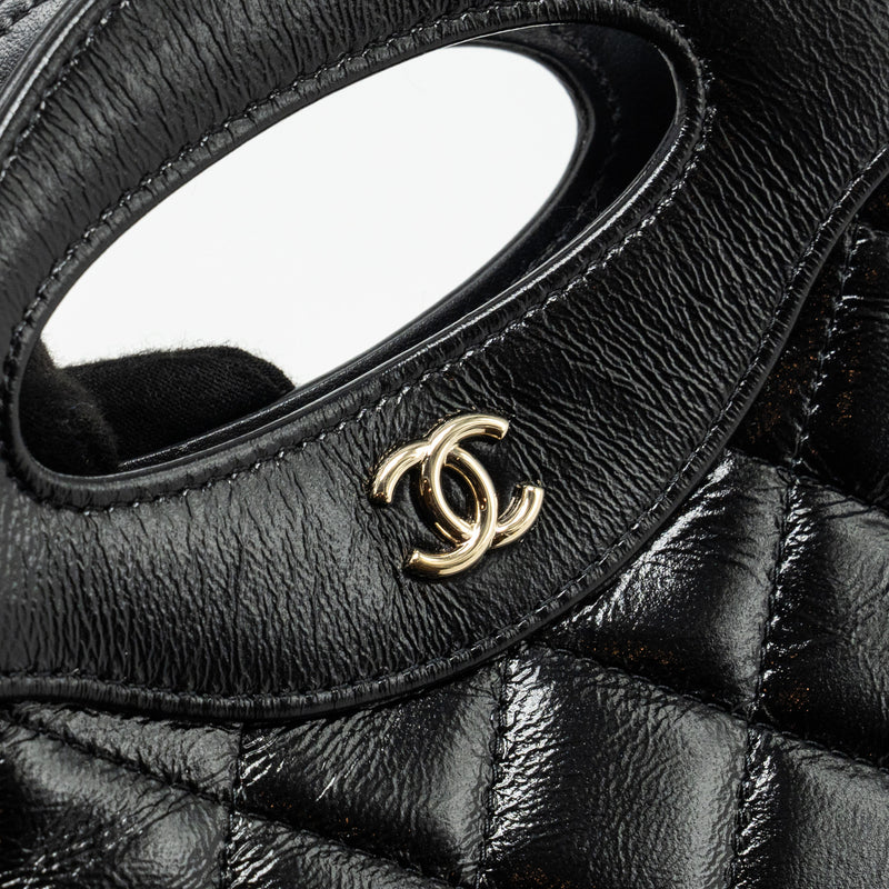 CHANEL 24S Mini 31 Clutch with Chain Shiny Lambskin Black LGHW (microchip)