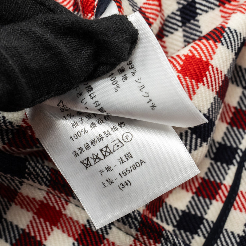 Dior size 34 Plaid Patterns jacket virgin wool red/ multicolour