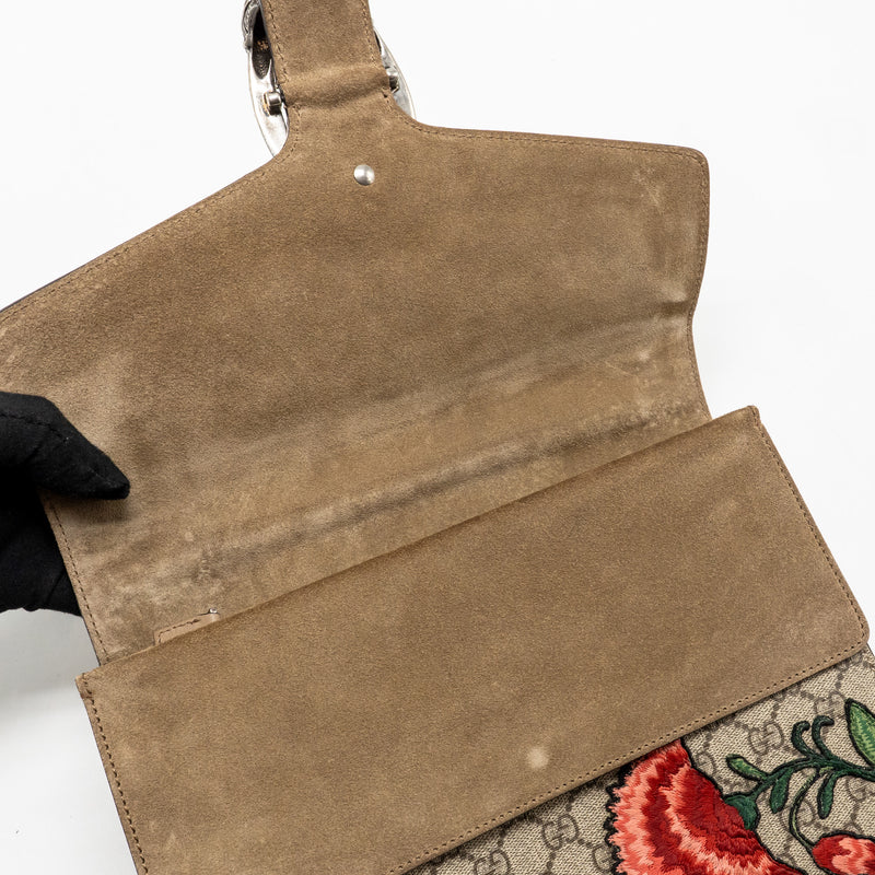 Gucci Medium Embroidered Dionysus Shoulder Bag GG Supreme Canvas/Suede Leather Multicolour SHW