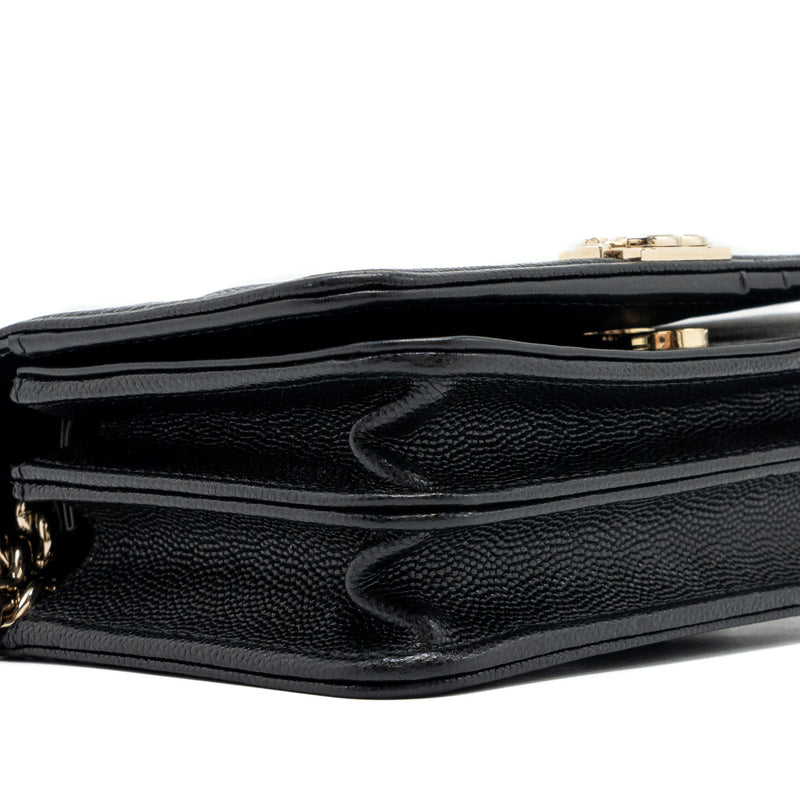Chanel boy chain clutch caviar black LGHW (microchip)