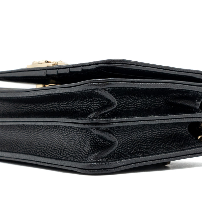 Chanel boy chain clutch caviar black LGHW (microchip)