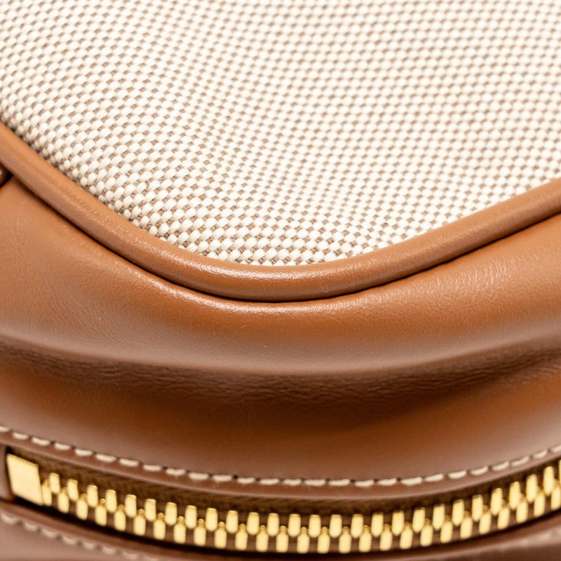 Miu Miu Beau Bag Canvas/Leather Beige/Brandy GHW