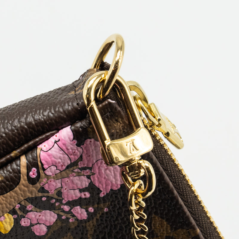 LOUIS VUITTON Mini Pochette Accessories 2021 Christmas Limited Edition Japanese Garden Sakura GHW