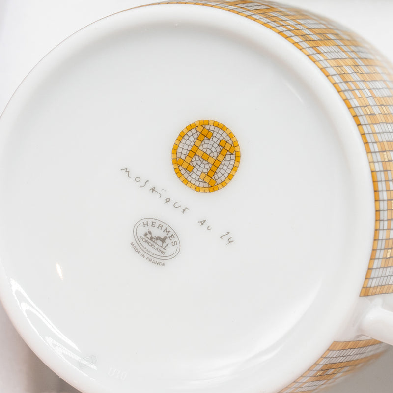 Hermes Mosaique AU 24 Gold Tea Cup and Saucer (2 in a set)