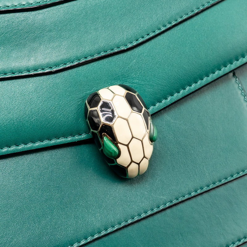 Bvlgari Serpenti Forever Flap Bag Calfskin Green LGHW