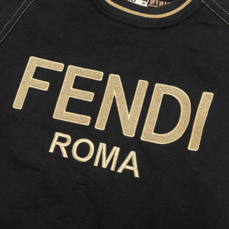 Fendi Size S Fendi Roma Sweatshirt with Ribbon Cotton Black/Gold