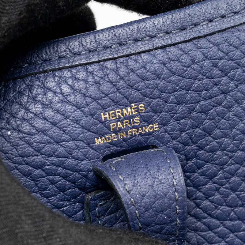 Hermes Mini Evelyne Clemence Blue GHW Stamp D