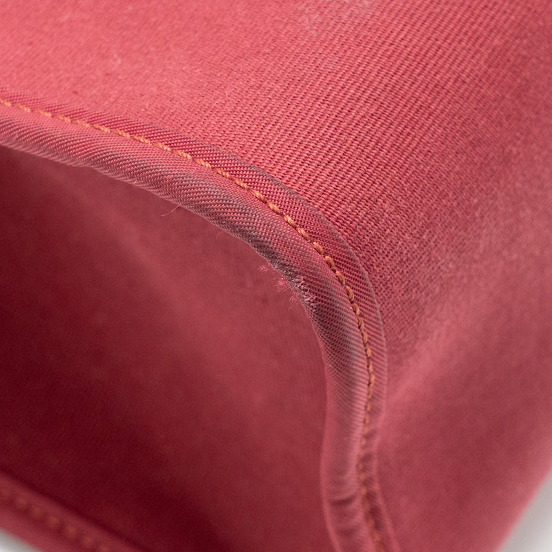 Hermes Herbag 31 Zip Bag Canvas/Hunter Leather Red SHW Stamp Square O
