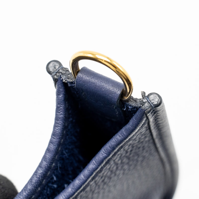 Hermes Mini Evelyne Clemence Blue GHW Stamp D