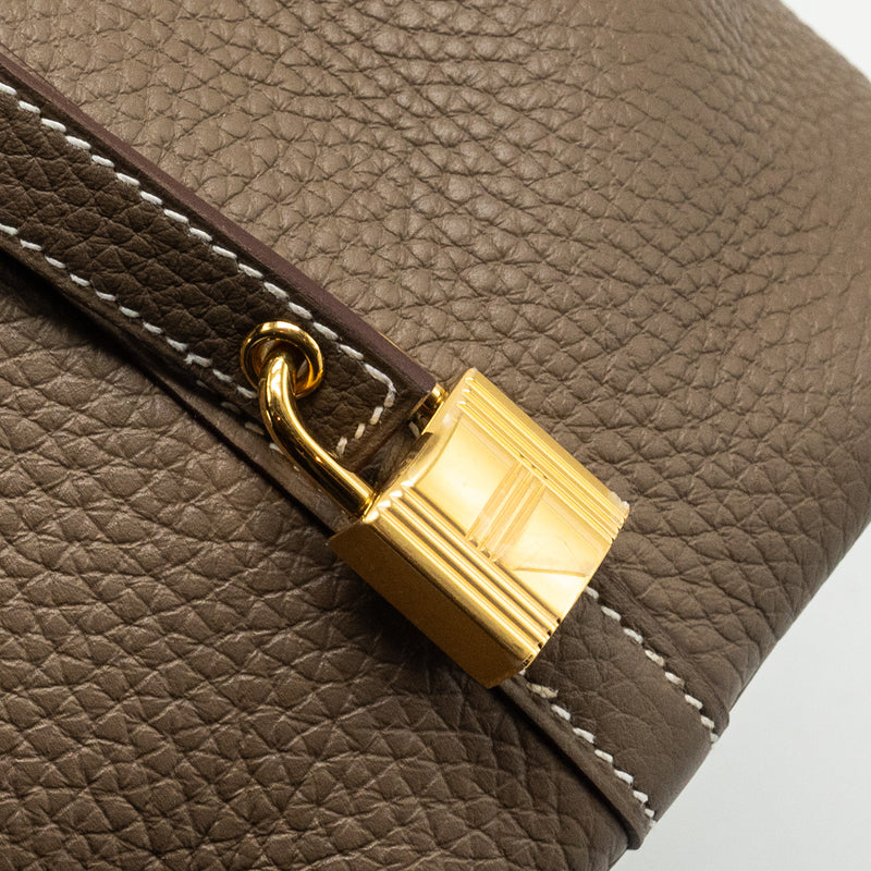 HERMES Picotin 18 Lock Bag Clemence Etoupe GHW Stamp B