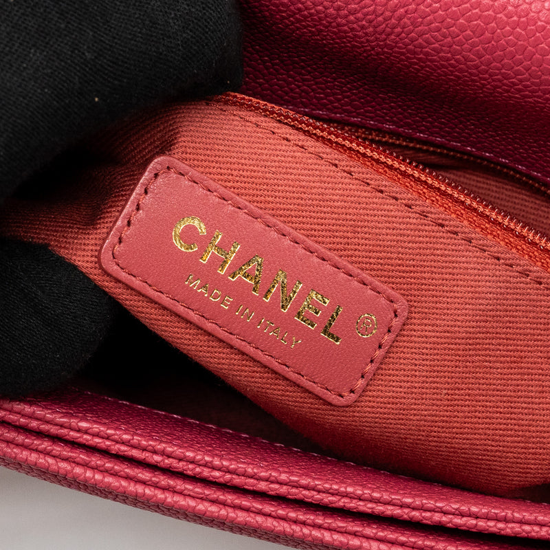 Chanel Giant CC logo Messenger Bag Grained Calfskin Pink LGHW