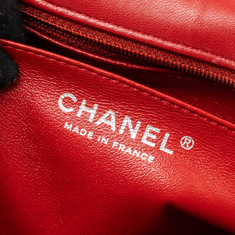Chanel Classic Mini Rectangular Flap Bag Lambskin Red Ruthenium Hardware