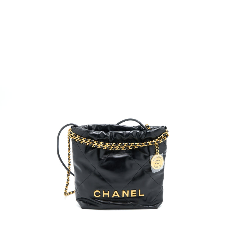 Chanel Mini 22 Bag Shiny Calfskin Black GHW (Microchip)