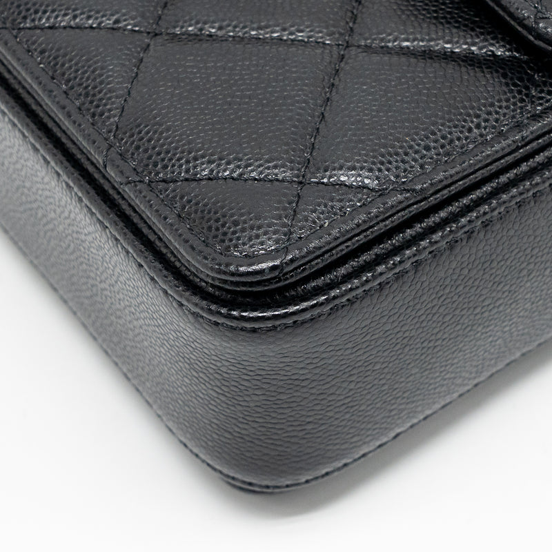 Chanel 24k Top Handle Messenger Bag with Removable Chain Caviar Black GHW(microchip)
