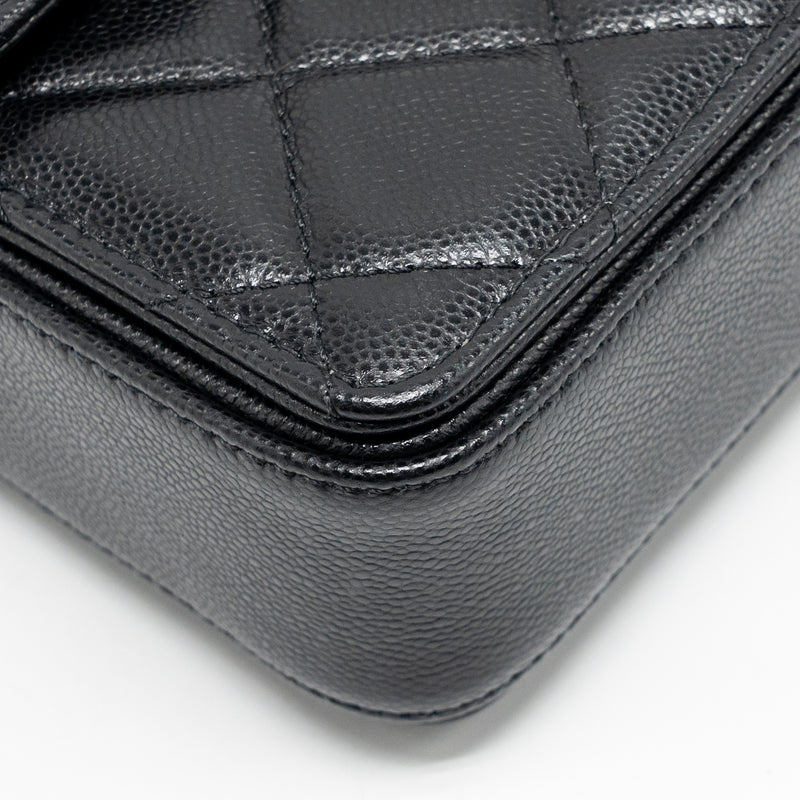 Chanel 24k Top Handle Messenger Bag with Removable Chain Caviar Black GHW(microchip)