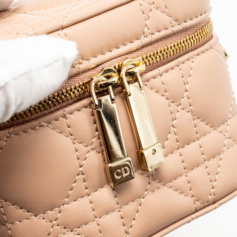 Dior Micro Lady Dior Vanity Case Cannage Lambskin Rose Des Vents Pink LGHW