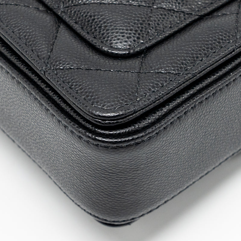 Chanel 24k Top Handle Messenger Bag with Removable Chain Caviar Black GHW(microchip)