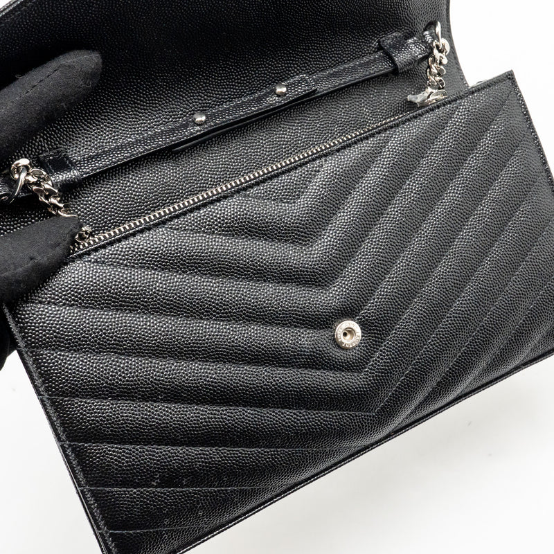 Saint Laurent/YSL Envelope Chain Wallet Calfskin Black SHW
