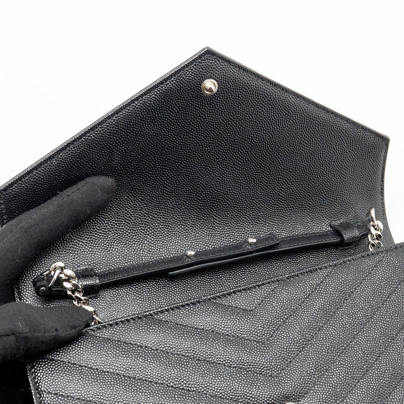 Saint Laurent/YSL Envelope Chain Wallet Calfskin Black SHW
