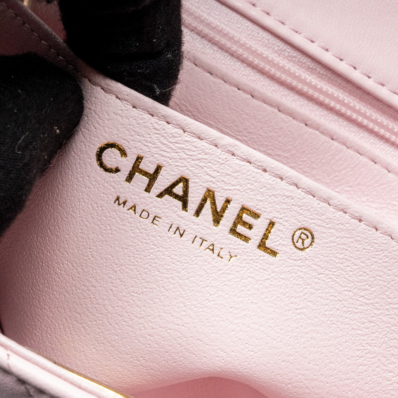 Chanel Top Handle Mini Rectangular Flap Bag Lambskin Light Pink LGHW(Microchip)