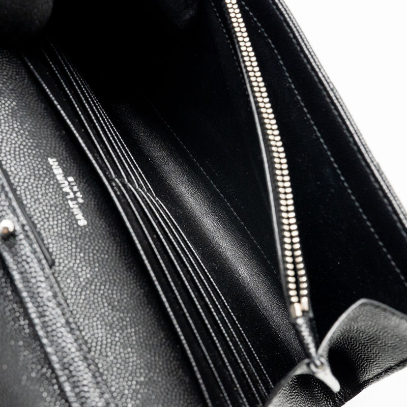 Saint Laurent/YSL Envelope Chain Wallet Calfskin Black SHW