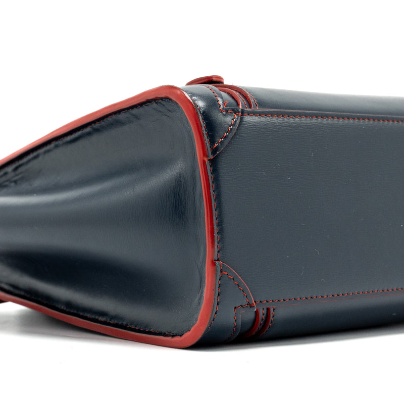 Celine Nano Luggage bag calfskin navy / red SHW