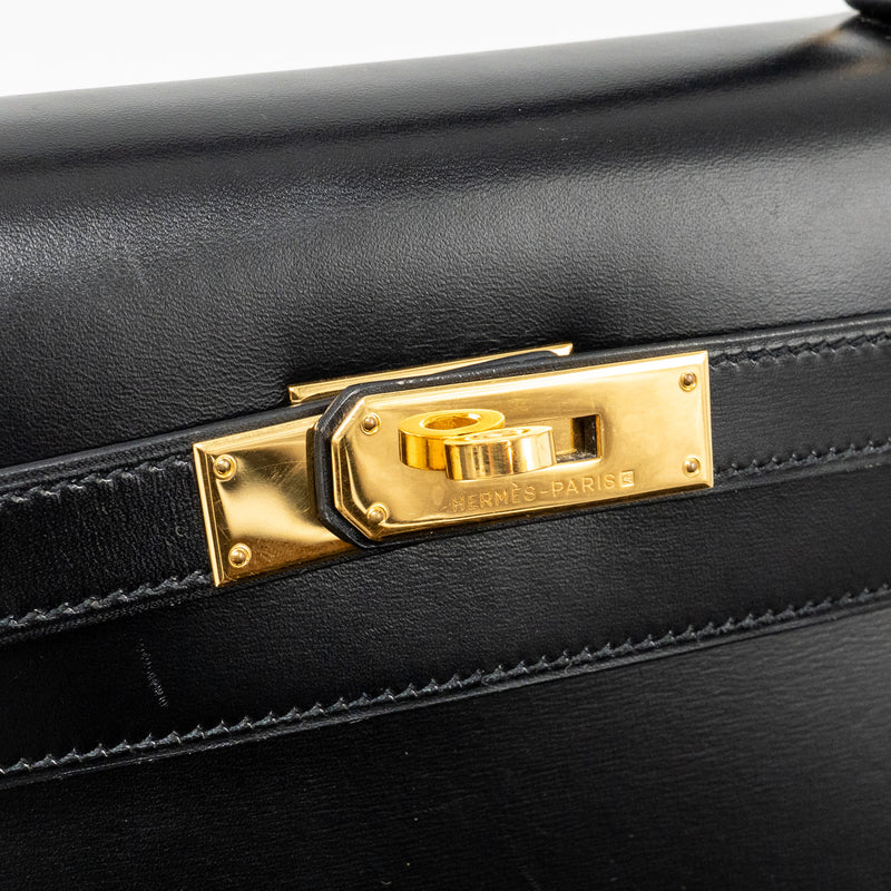 Hermes Kelly 32 Box Black GHW Stamp Square B