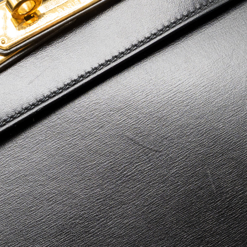 Hermes Kelly 32 Box Black GHW Stamp Square B