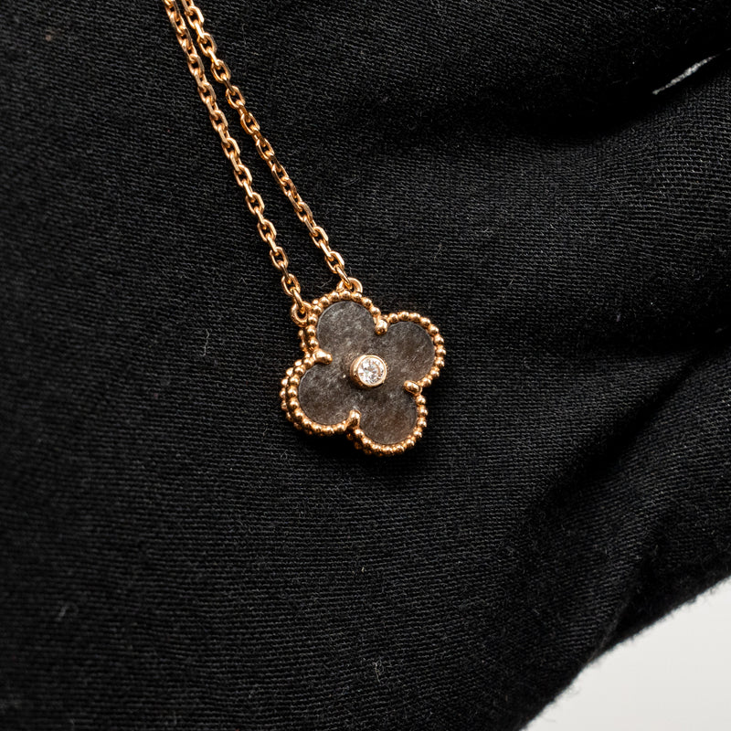 Van Cleef & Arpels 2023 Holiday Limited Pendant Silver Obsidian/Rose Gold/Diamond