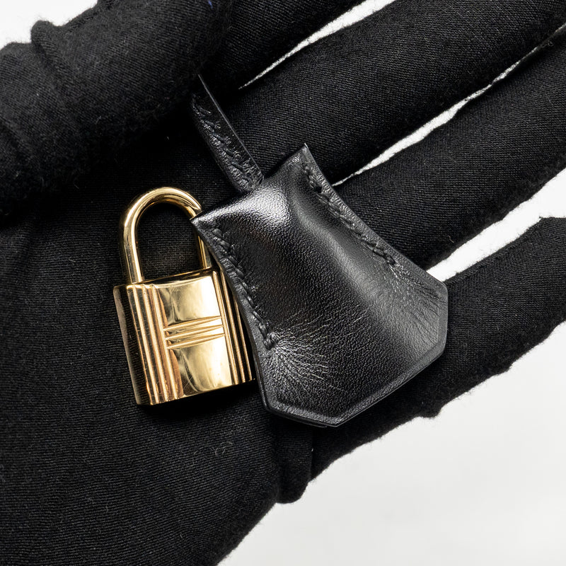 Hermes Kelly 32 Box Black GHW Stamp Square B