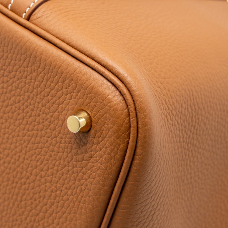 Hermes Picotin 22 lock bag Clemence Gold GHW Stamp W