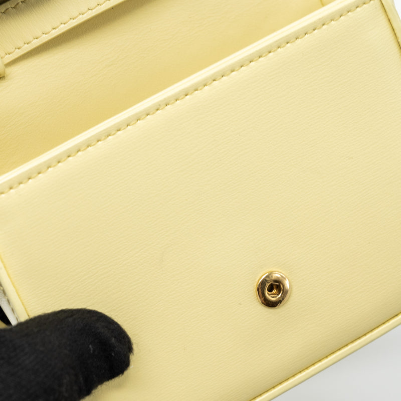 Celine Mini Claude Shiny Calfskin Light Yellow GHW