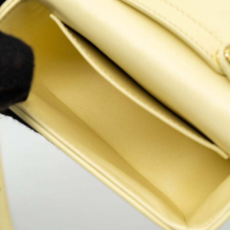 Celine Mini Claude Shiny Calfskin Light Yellow GHW