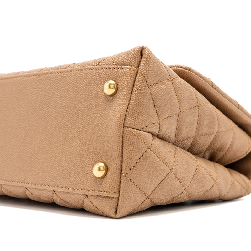 Chanel Medium Coco Handle With Lizard Handle Caviar Dark Beige GHW