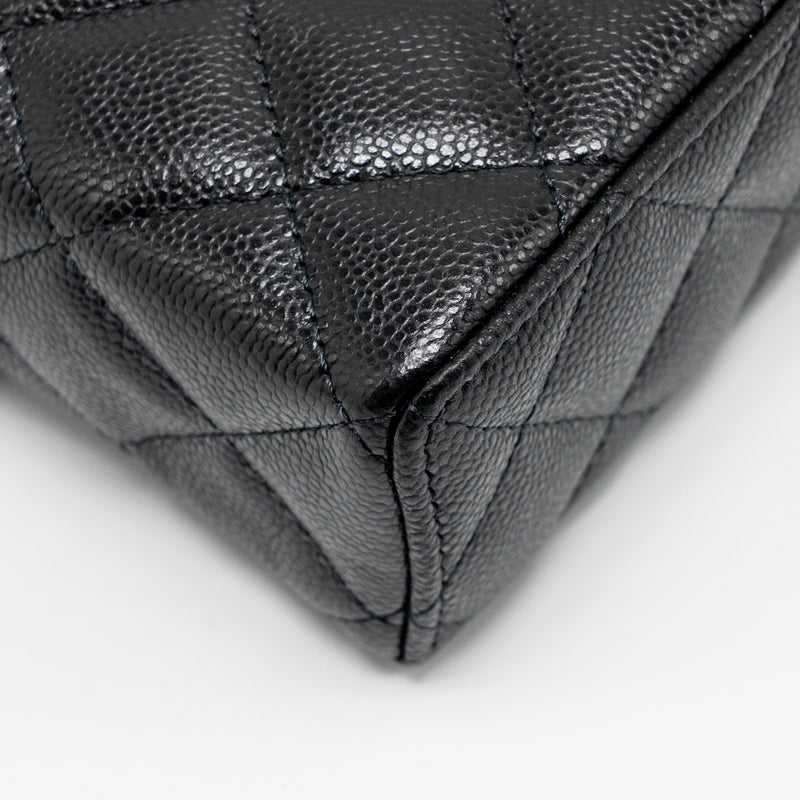 Chanel 25p CC top handle vanity with chain caviar black LGHW (microchip)