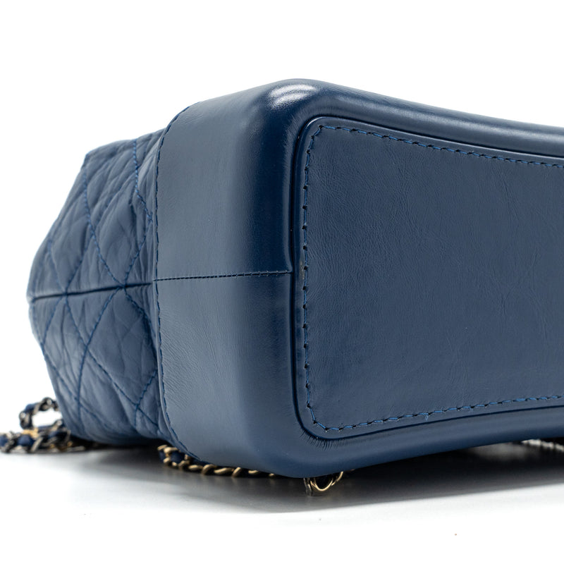 Chanel Medium Gabrielle Backpack Aged Calfskin Blue Multicolour Hardware