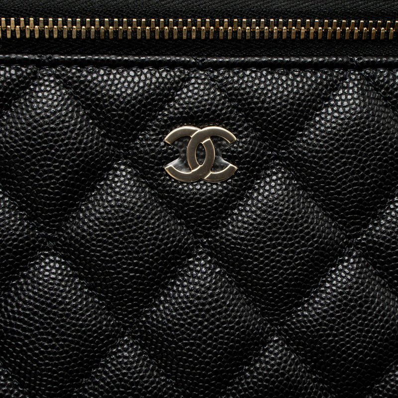 Chanel Long Vanity with Chain Caviar Black LGHW (Microchip)