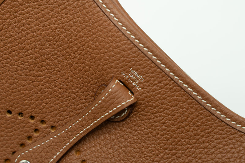 Hermes Mini Evelyne Clemence Gold/Cornaline-Blanc SHW Stamp Y