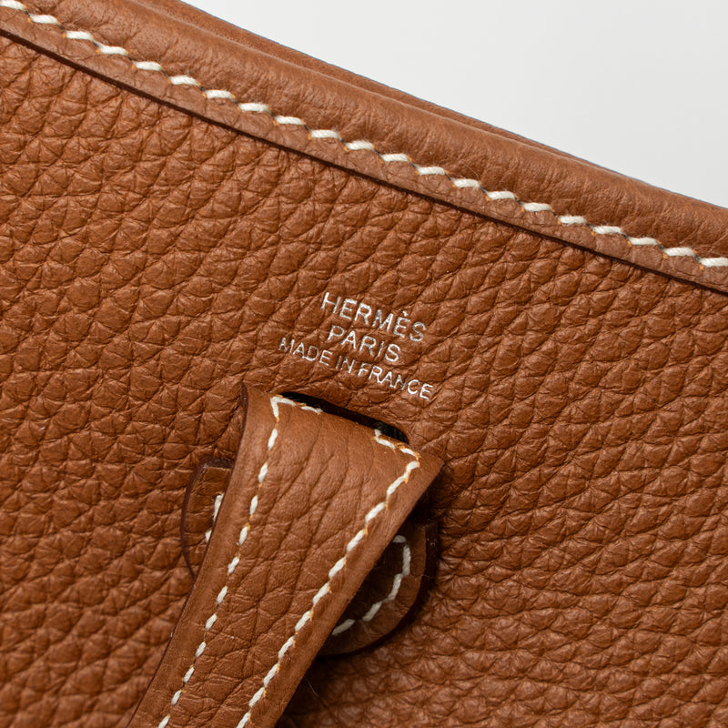 Hermes Mini Evelyne Clemence Gold/Cornaline-Blanc SHW Stamp Y