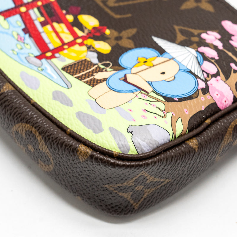 LOUIS VUITTON Mini Pochette Accessories 2021 Christmas Limited Edition Japanese Garden Sakura GHW